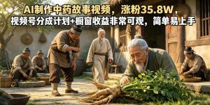 AI制作中药故事视频，涨粉35.8W，视频号分成计划+橱窗收益非常可观，简单易上手-第一资源库