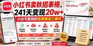 小红书卖秋招表格,241天变现20w+,小白可复刻的信息搬运工模式-第一资源库