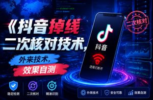 抖音掉线二次核对技术，外来技术，效果自测-第一资源库
