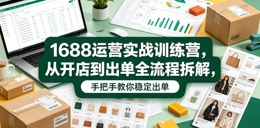 1688运营实战训练营，从开店到出单全流程拆解，手把手教你稳定出单（更新0620）-多金部落-社群网课资源站