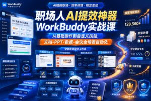 职场人AI提效神器WorkBuddy实战课,从基础操作到自定义技能,文档-PPT-数据-会议全场景自动化-第一资源库