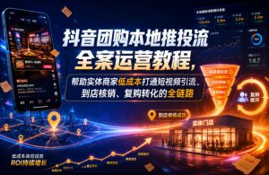 抖音团购本地推投流全案运营教程，帮助实体商家低成本打通短视频引流、到店核销、复购转化的全链路-第一资源库