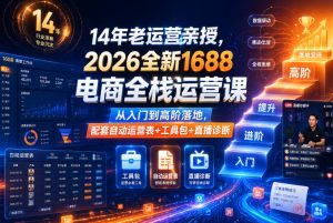 14年老运营亲授，2026全新1688电商全栈运营课，从入门到高阶落地，配套自动运营表+工具包+直播诊断等-第一资源库