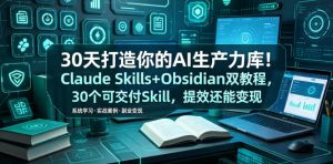 30天打造你的AI生产力库!Claude Skills+Obsidian 双教程,30 个可交付 Skill,提效还能变现-第一资源库