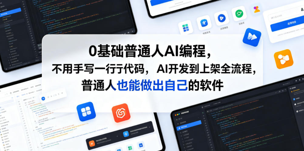 0基础普通人AI编程，不用手写一行代码，AI开发到上架全流程，普通人也能做出自己的软件-多金部落-社群网课资源站