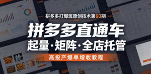 拼多多打爆班原创技术第60期,拼多多直通车,起量・矩阵・全店托管,高投产爆单增收教程-第一资源库