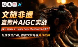 文旅非遗宣传片AIGC实战,GPT image 2+Happy horse+Seedance2.0组合,低成本快产出,抓住文旅内容风口红利-第一资源库