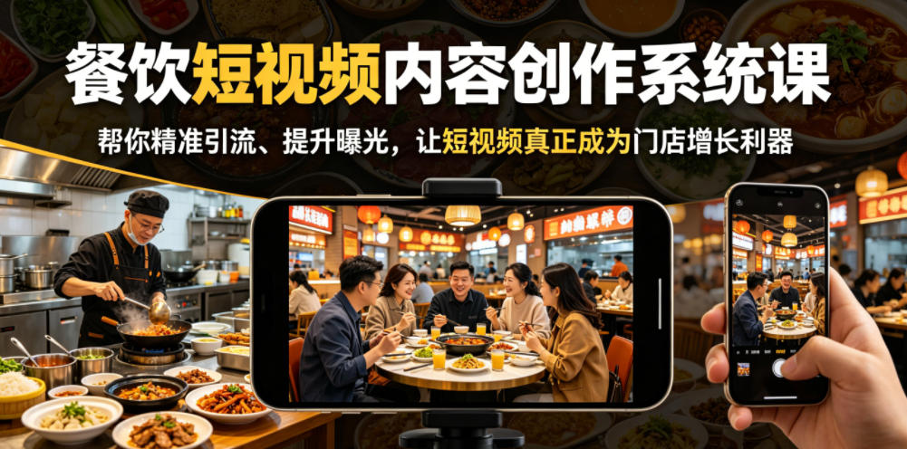 餐饮短视频内容创作系统课，帮你精准引流、提升曝光，让短视频真正成为门店增长利器-第一资源库