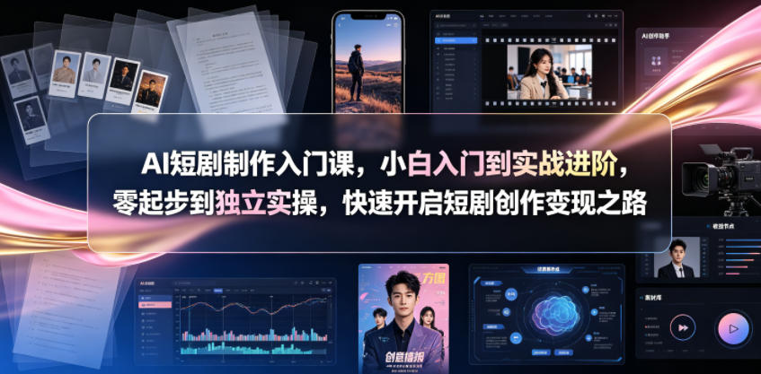 AI短剧制作入门课，小白入门到实战进阶，零起步到独立实操，快速开启短剧创作变现之路-第一资源库
