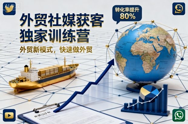 外贸社媒获客独家训练营，外贸新模式，快速做外贸（更新26年6月）-多金部落-社群网课资源站