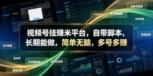 视频号挂賺米平台,自带脚本,长期能做,简单无脑,多号多賺【揭秘】-第一资源库
