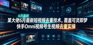 某大佬6月最新短视频去重技术，覆盖可灵即梦快手Omni视频号生视频去重实操-第一资源库