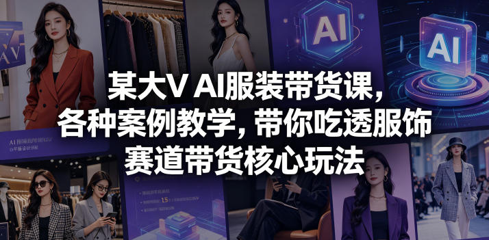 某大V AI服装带货课，各种案例教学，带你吃透服饰赛道带货核心玩法-多金部落-社群网课资源站