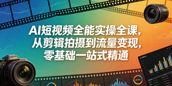 AI短视频全能实操全课，从剪辑拍摄到流量变现，零基础一站式精通-多金部落-社群网课资源站