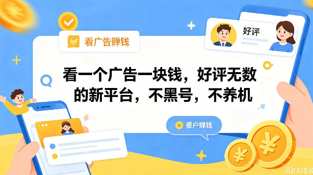 看一个广告一块钱，好评无数的新平台，不黑号，不养机，一撸几十块钱还是不错的【揭秘】-多金部落-社群网课资源站