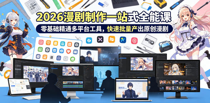 2026 AI漫剧制作一站式全能课，零基础精通多平台工具，快速批量产出原创漫剧-多金部落-社群网课资源站