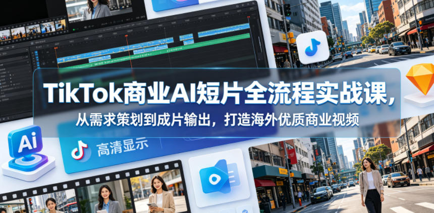 TikTok商业AI短片全流程实战课，从需求策划到成片输出，打造海外优质商业视频-多金部落-社群网课资源站