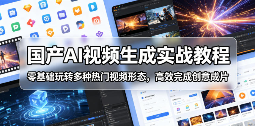 国产AI视频生成实战教程，零基础玩转多种热门视频形态，高效完成创意成片-多金部落-社群网课资源站