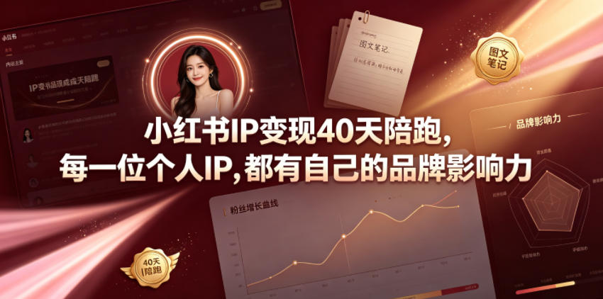 小红书IP变现40天陪跑，每一位个人IP，都有自己的品牌影响力-第一资源库