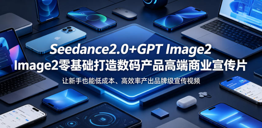 Seedance2.0+GPT Image2零基础打造数码产品高端商业宣传片，让新手也能低成本、高效率产出品牌级宣传视频-多金部落-社群网课资源站