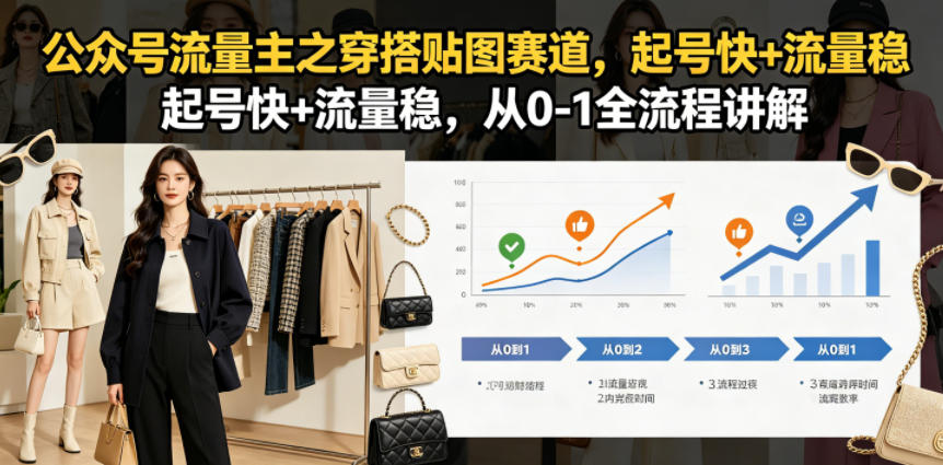 公众号流量主之穿搭贴图赛道，起号快+流量稳，从0-1全流程讲解-第一资源库