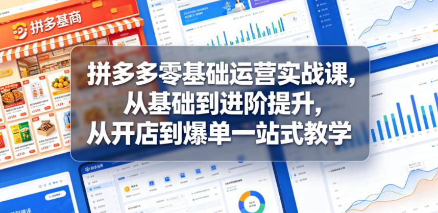 拼多多零基础运营实战课，从基础到进阶提升，从开店到爆单一站式教学-多金部落-社群网课资源站