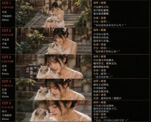美女和猫故事提示词,人物一致性提示词+故事板-第一资源库