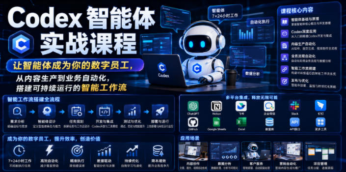 Codex智能体实战课程，让智能体成为你的数字员工，从内容生产到业务自动化，搭建可持续运行的智能工作流-多金部落-社群网课资源站