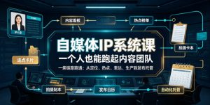自媒体IP系统课,一个人也能跑起内容团队,一条链路跑通,从定位、热点、表达、生产到发布托管-第一资源库