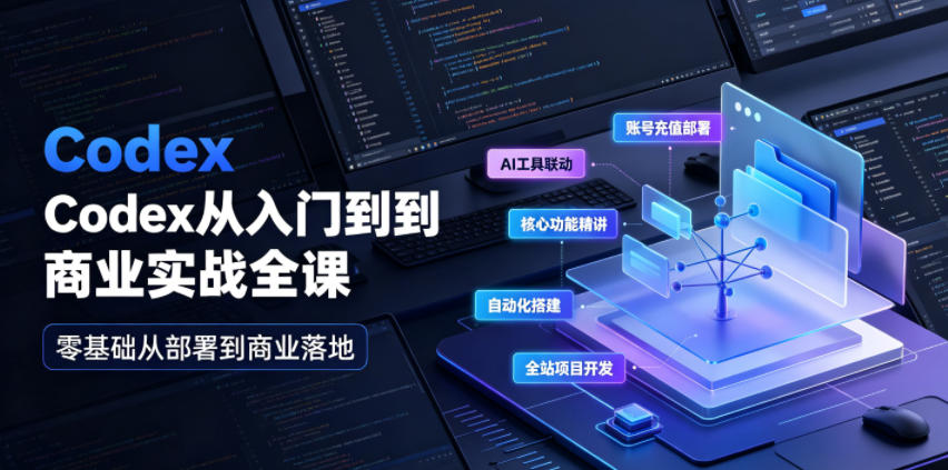 Codex从入门到商业实战全课｜账号充值部署、AI工具联动、核心功能精讲、自动化搭建、全站项目开发零基础教程-第一资源库
