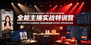 全能主播实战特训营|抖音+视频号双平台直播运营,零基础搭建直播间、精准选品、话术成交、账号运营全落地-第一资源库