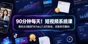 90分钟每天!短视频系统课教你从0做到TikTok上1.8万粉丝,还能单月賺8k【原创双语字幕】-第一资源库