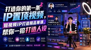 打造你的第一条IP置顶视频，短视频IP打造精品单课，帮你一招打造人设-第一资源库