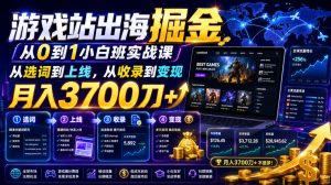 游戏站出海掘金从0到1小白实战课,从选词到上线,从收录到变现,月入3700刀+-第一资源库