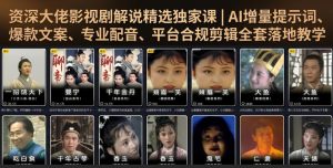 资深大佬影视剧解说精选独家课｜AI增量提示词、爆款文案、专业配音、平台合规剪辑全套落地教学-第一资源库