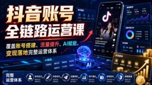 抖音账号全链路运营课,覆盖账号搭建、流量提升、AI赋能、变现落地完整运营体系-第一资源库