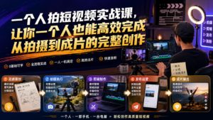 一个人拍短视频实战课,让你一个人也能高效完成从拍摄到成片的完整创作-第一资源库