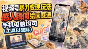 视频号暴力变现玩法,感人瞬间绘画赛道,手机电脑均可-第一资源库