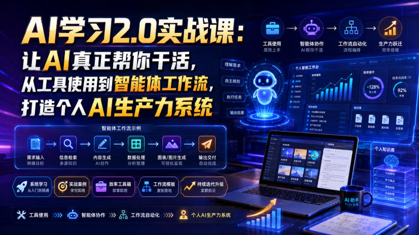 AI学习2.0实战课：让AI真正帮你干活，从工具使用到智能体工作流，打造个人AI生产力系统-多金部落-社群网课资源站