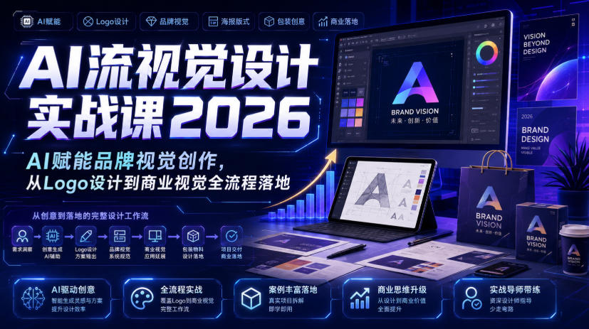 AI流视觉设计实战课2026：AI赋能品牌视觉创作，从Logo设计到商业视觉全流程落地-多金部落-社群网课资源站