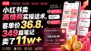 小红书卖高情商实操话术,客单价36.8,349篇笔记卖了11w+!-第一资源库