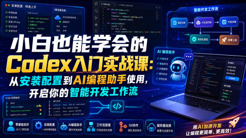 小白也能学会的Codex入门实战课：从安装配置到AI编程助手使用，开启你的智能开发工作流-多金部落-社群网课资源站