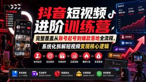 抖音短视频进阶训练营,完整覆盖从账号起号到爆款落地全流程,系统化拆解短视频变现核心逻辑-第一资源库