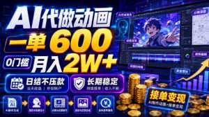 AI代做动画,一单600,0门槛月入2W+,日结不压款,长期稳定【揭秘】-第一资源库