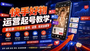 快手好物运营起号教学，某社群7月最新起号、运营、投流全教学-第一资源库