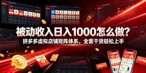 被动收入日入1000怎么做？拼多多虚拟店铺矩阵体系，全套干货轻松上手【揭秘】-第一资源库