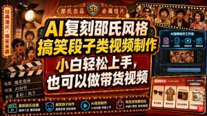 AI复刻邵氏风格搞笑段子类视频制作，小白轻松上手，也可以做带货视频-第一资源库