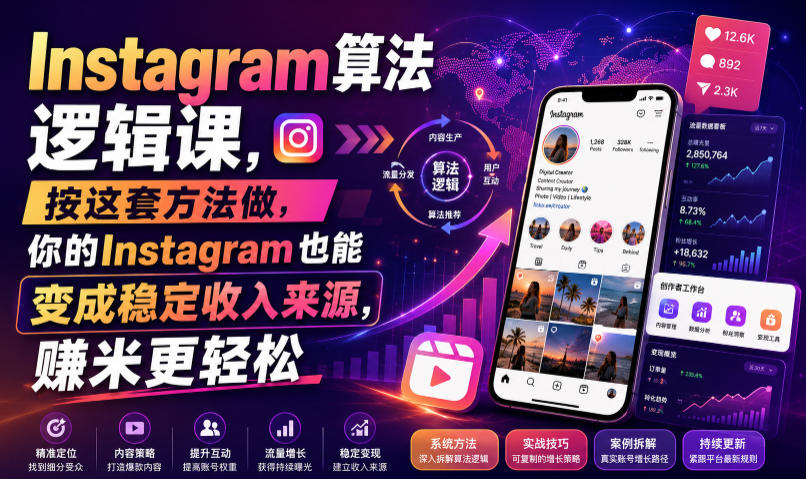 Instagram算法逻辑课，按这套方法做，你的Instagram也能变成稳定收入来源，賺米更轻松【原创双语字幕】-第一资源库