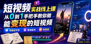 短视频实战线上课，从0到1手把手教你做能变现的短视频，零基础可学，落地起号做爆款-第一资源库