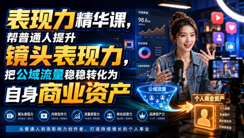 表现力精华课，帮普通人提升镜头表现力，把公域流量稳稳转化为自身商业资产-第一资源库